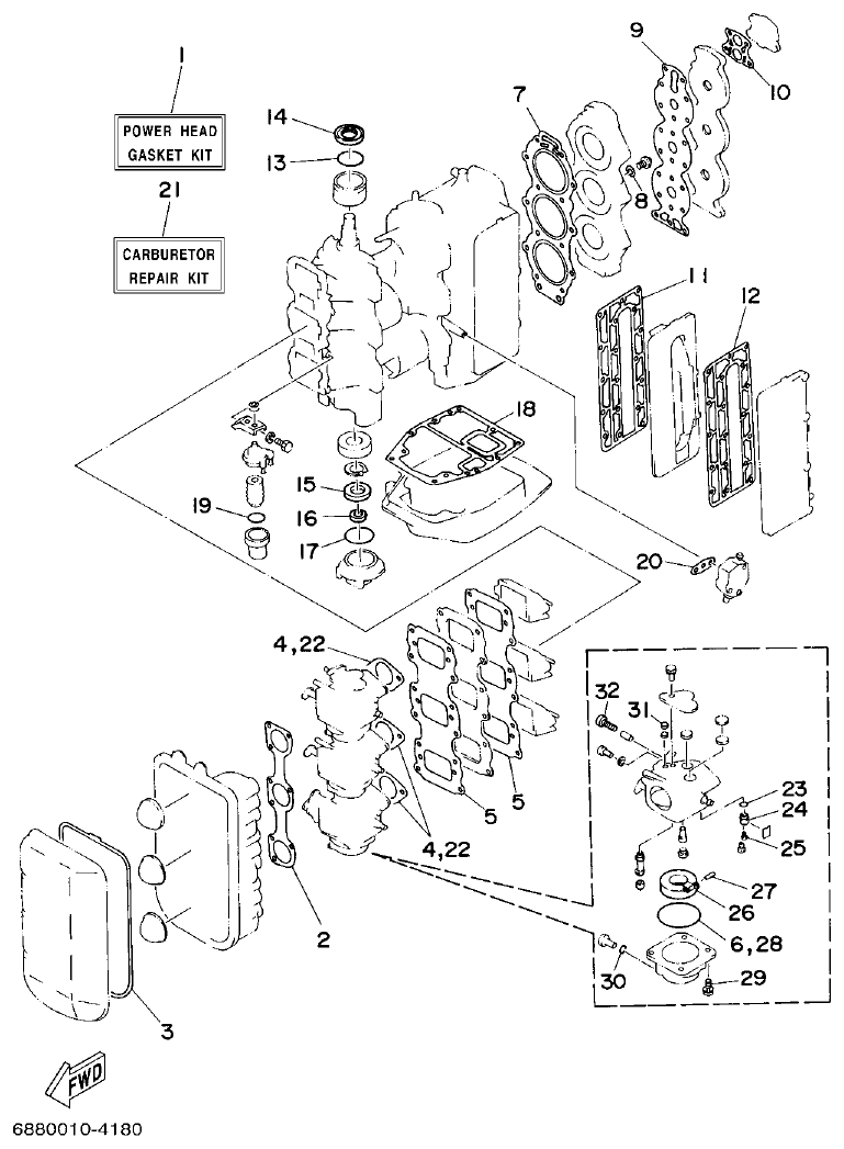 Yamaha E75B REPAIR KIT 1 parts diagram